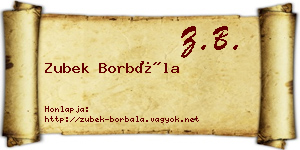 Zubek Borbála névjegykártya