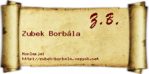 Zubek Borbála névjegykártya